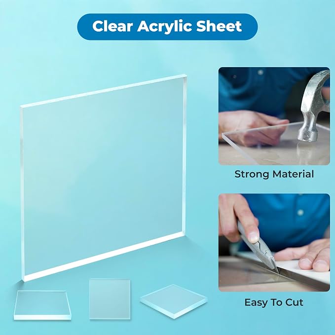 Fab Glass and Mirror Pack of 2 Plastic PET Acrylic Plexiglass Sheet 1/8 inch - Image 3