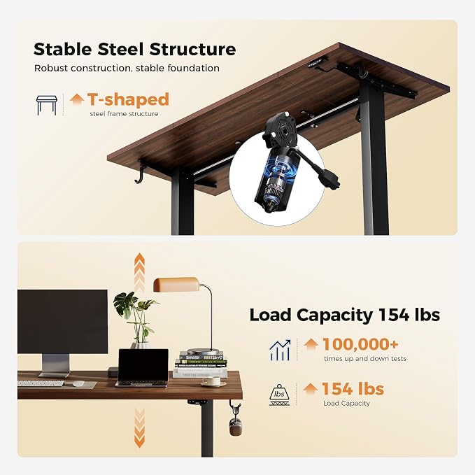 Agilestic Electric Standing Desk, 63 x 23.6 Inches Height Adjustable Desk - Image 5