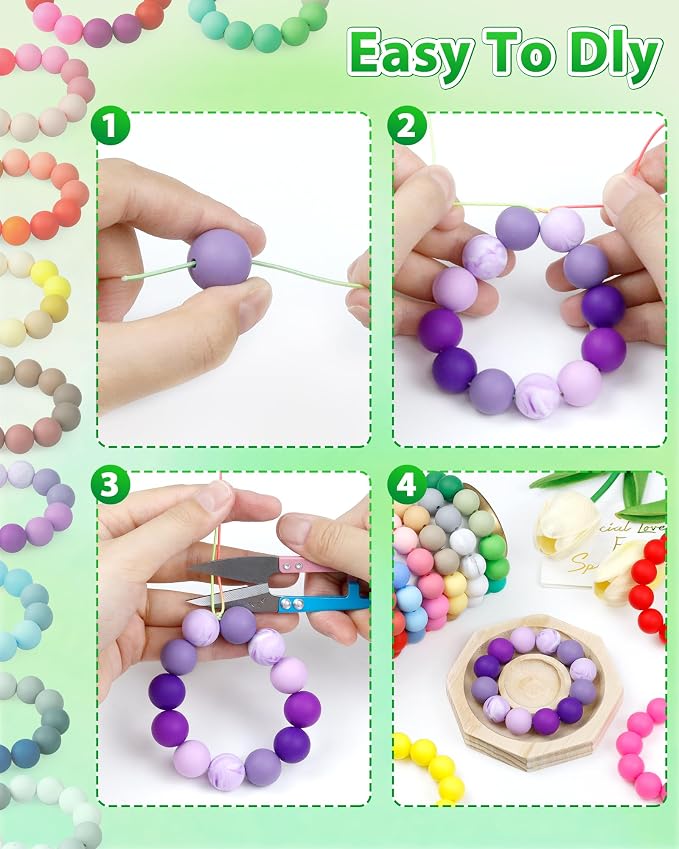 FIVEIZERO 160PCS 15mm Round Silicone Beads, Wear-resistant, Easy-clean - Image 4