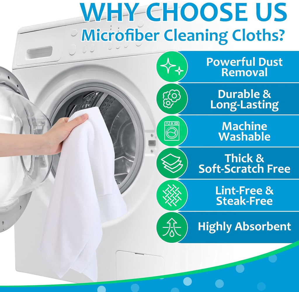 Newwiee 3 Pcs Extra Large Microfiber Cleaning Cloth 30" x 20" Washable Reusable Microfiber Towel Streak Free Lint Free Cloth for Cleaning Home Glass Office Window Bathrooms (White)