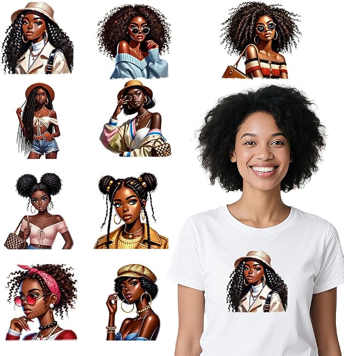 Fashion Black Woman Iron on Transfers by xizhenyuan