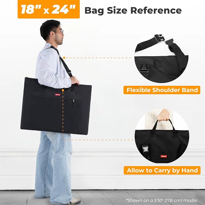 Nicpro Light Weight Art Portfolio Bag, 18x 24 Inches Waterproof Art Portfolio - Image 3