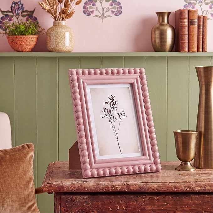 1 Pack 5 x 7 Picture Frame, Wood Beaded Boho Photo Frame, Vintage Photo Display - Image 3