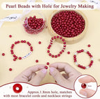 DUQGUHO Red Pearl Beads for Crafts 6mm Plastic Pearl Beads - Image 4
