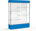 Waddell Spirit Lighted Floor Display Case, Satin Finish, Royal Blue Base and Top by WADDELL