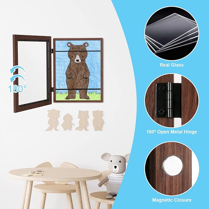 Kids Art Frames, 9x12 Front Opening Kids Artwork Frames Changeable, Holds 50 Pcs - Image 4