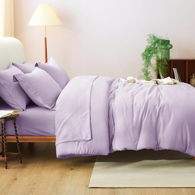 CozyLux King Size Comforter Set Lavender, 7 Pieces Bed in a Bag King Comforter - Image 8