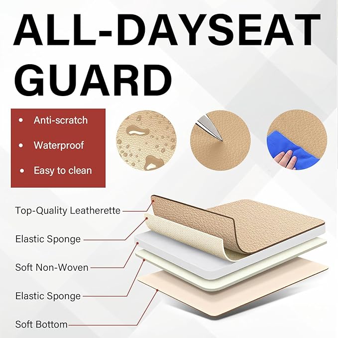 Leather Car Seat Covers Fit for LR Defender 2020-2025, 5 Seater Waterproof and Wear-Resistant Seat Cover Interior Accessories(Full Set with Pillow,Beige)