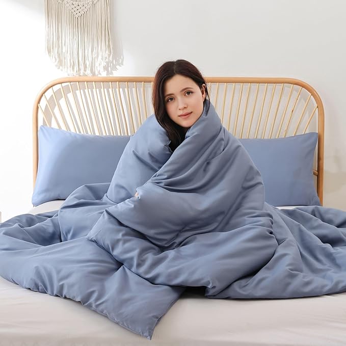 ROSGONIA California King Comforter Set Slate Blue - Image 4