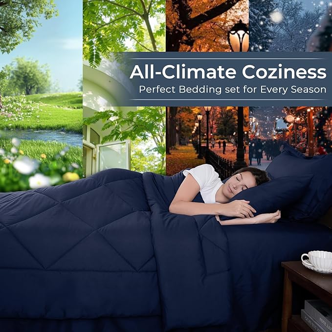 HEVUMYI Navy Blue Queen Comforter Set - Image 3