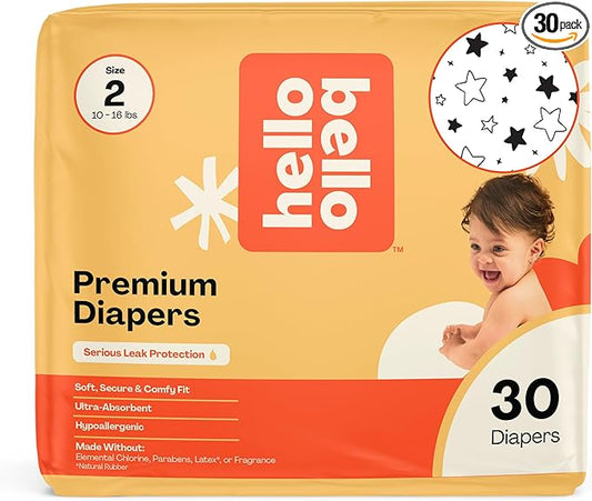 Hello Bello Diapers, Size 2 (10-16 lbs) Superstars, 30 Count of Premium Disposable Baby Diapers, Hypoallergenic with Soft, Cloth-Like Feel