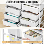 Rolling cart with 8 drawers, Storage drawer cart with wooden tabletop, Lockable - Image 4