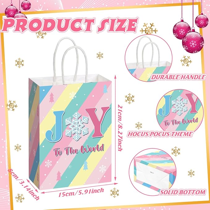 Kolldenn 24 Pcs Pastel Christmas Party Favors Bags Pink Christmas Goodie Gift - Image 2