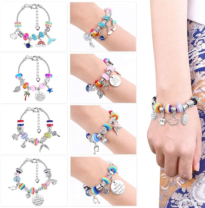 Acejoz 85 Pcs Charm Bracelet Making Kit, DIY Charm Bracelets Beads - Image 6