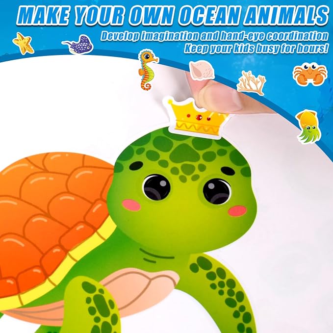 48 Sheets Create Funny Ocean Animals Stickers, Make a Face Stickers - Image 5