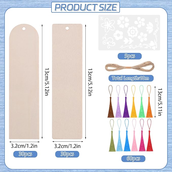 126PCS Bookmark Making Kit, 60 Wood Bookmarks - Image 2