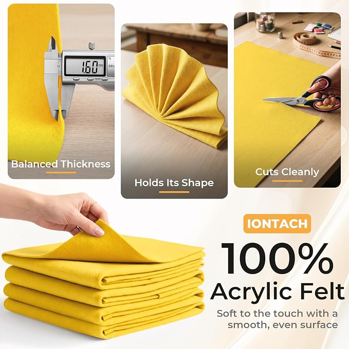 IONTACH 9" X 36" Soft Felt Sheets 1.6mm Thick | Acrylic Felt Fabric - Image 3