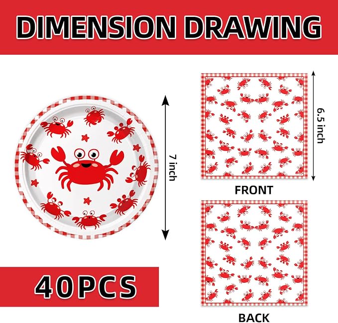 40Pcs Seafood Boil Party Supplies Plates and Napkins - Image 2