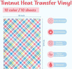 Tintnut Plaid Heat Transfer Vinyl, 10 Sheets 12"x10" Iron on Vinyl | Colorful - Image 2