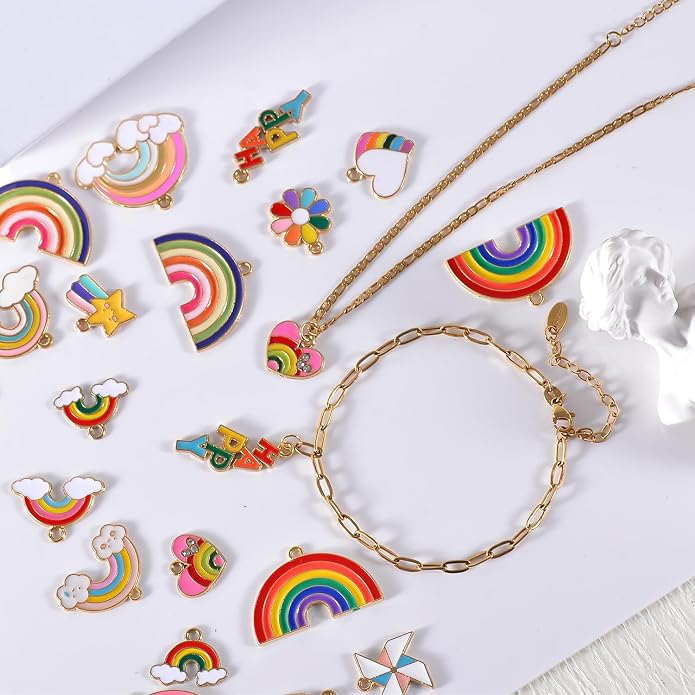 Bulk Gold Enamel Charms for Jewelry Making, Colorful Metal Charms Pendant for - Image 4