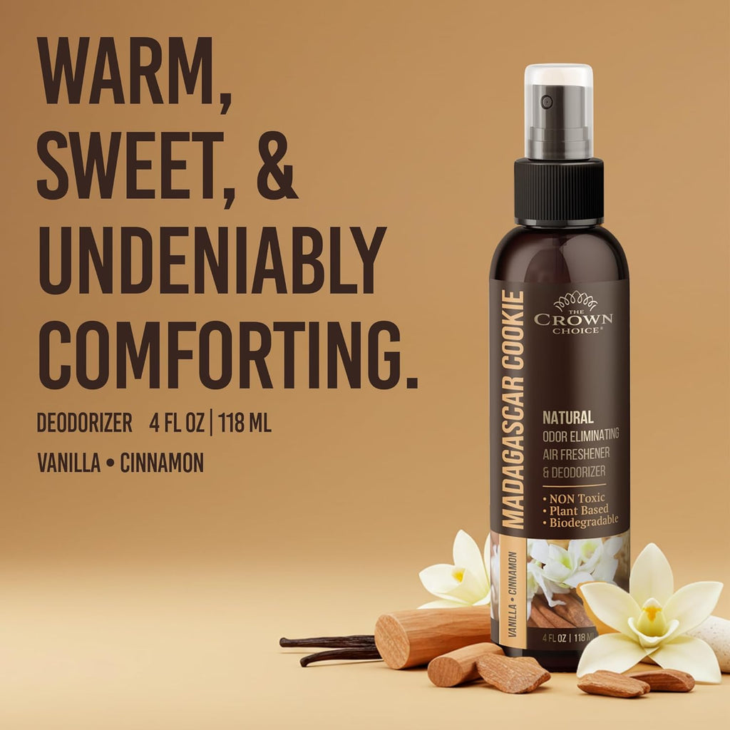Non-Toxic Odor Eliminator, Natural Vanilla & Cinnamon Air Freshener Spray for Home, Room, Closet & Couch Deodorizer, Long Lasting Bathroom & Toilet Freshener, Safe for Kids & Pets - 4 oz Pack of 1