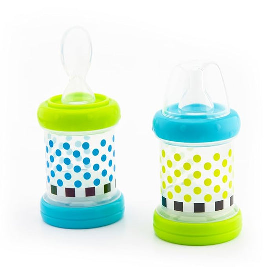 Sassy Baby Food Nurser – 4+ Months Set of 2-4oz 100% Silicone Nipple and Spoon BPA-Free (Pack of 6)