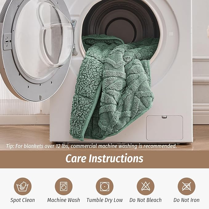 Wemore Jacquard Fleece Weighted Blanket Queen Size 60" x 80" 20lbs, Ultra Soft - Image 7
