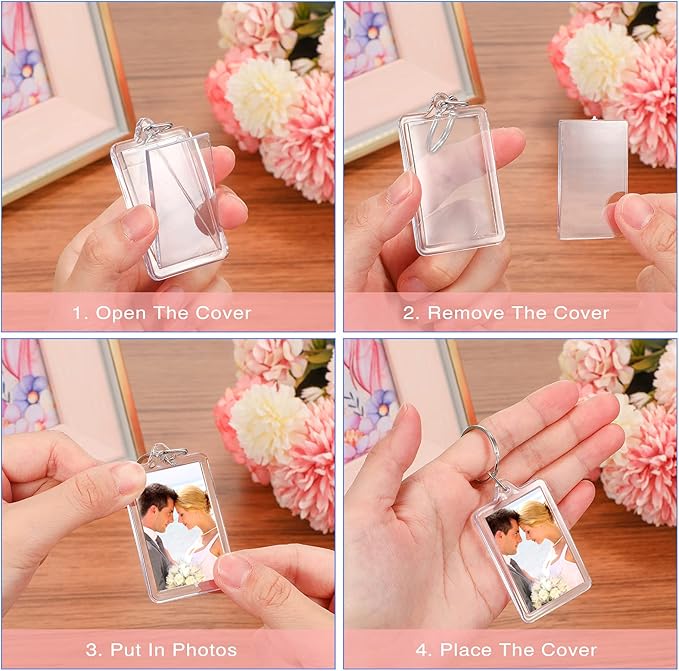 Yaomiao Acrylic Photo Frame Keychain Holder Photo Picture Insert Blank Keyring - Image 4