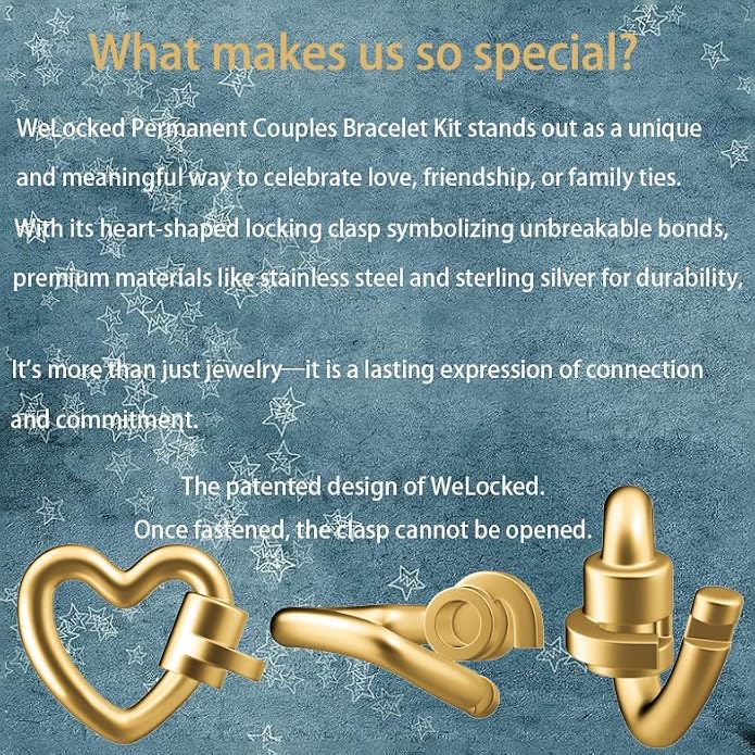 Permanent Couples Bracelet Kit – Locking Heart Clasp DIY Bracelet Set - Image 4