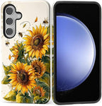 for Samsung Galaxy S24 FE Case, Sunflowers Bees Pattern Glossy 2 in 1 by Teonvpu
