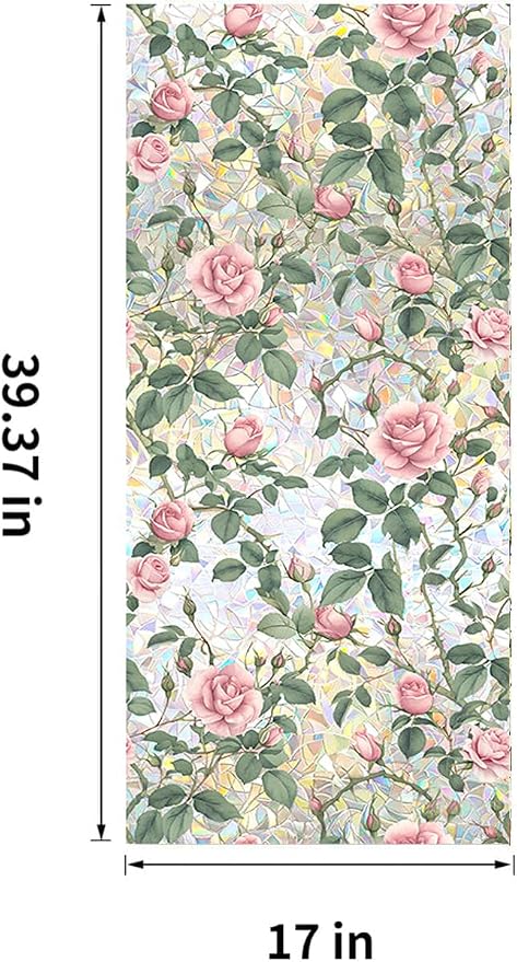 Floral Stained Glass Window Privacy Film, Retro Decorative Rainbow Window - Image 2