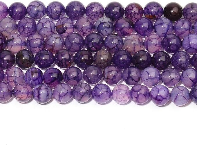 60pcs Smooth Natural Purple Agate Beads，6mm Dragon Vein Gemstone Round Loose - Image 7