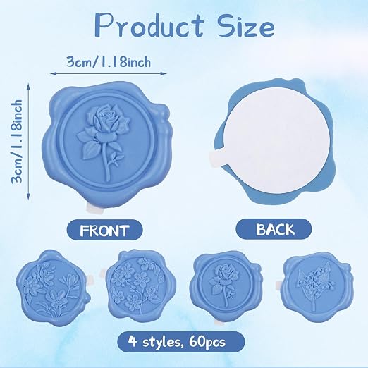 60Pcs Wax Seal Stickers, Wedding Invitation Envelope Seal Stickers Adhesive - Image 2