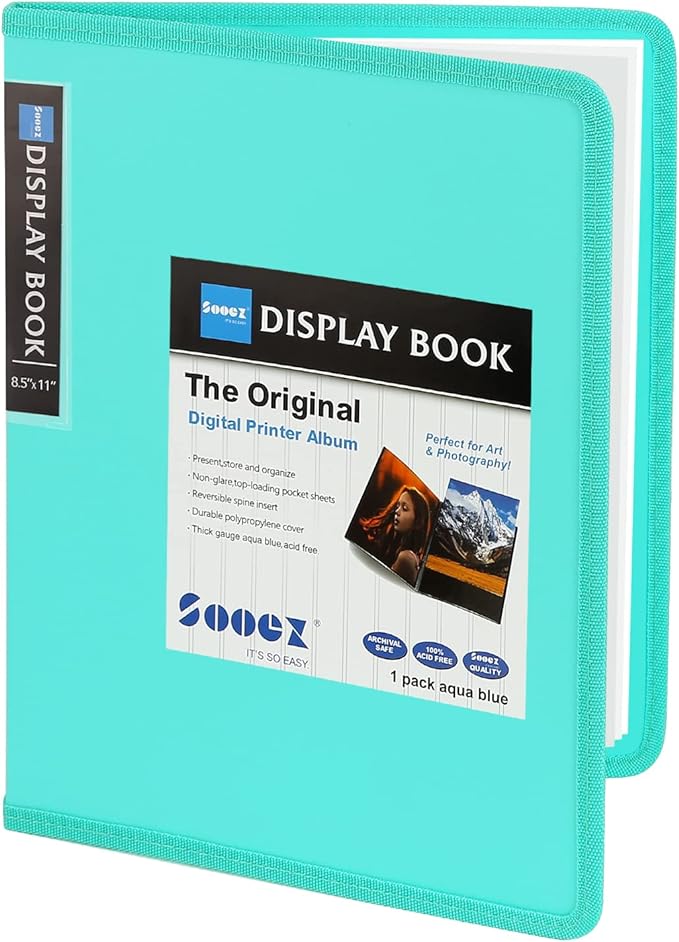 Sooez 30-Pocket Binder with Plastic Sleeves 8.5x11, Heavy Duty Art Portfolio by Sooez