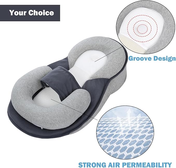 Baby Wedge Pillow - Acid Reflux Pillow, Multi-Purpose Feeding Pillow, Reflux Pillow for Baby to Reduce Spit-Up & Digestive Discomfort