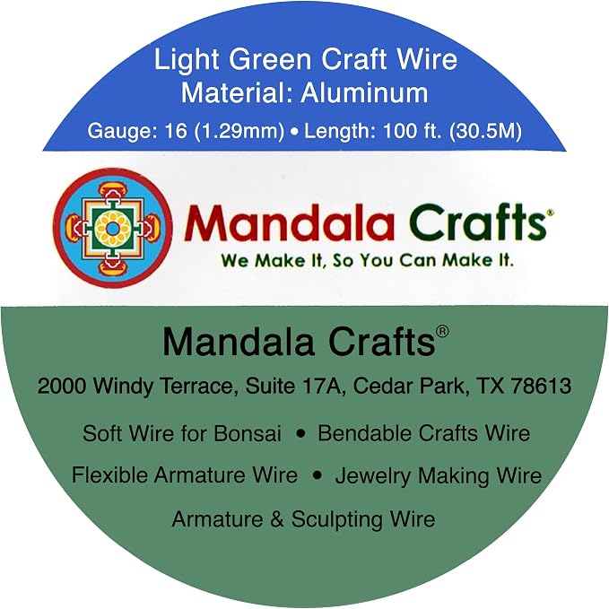 Mandala Crafts 16 Gauge Light Green Anodized Aluminum Craft Wire, 100 FT | - Image 3