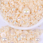 2000PCS AB Color Imitation Half Round Pearls Bead Loose Beads Gems, Mixed Sizes by UYTRDVG