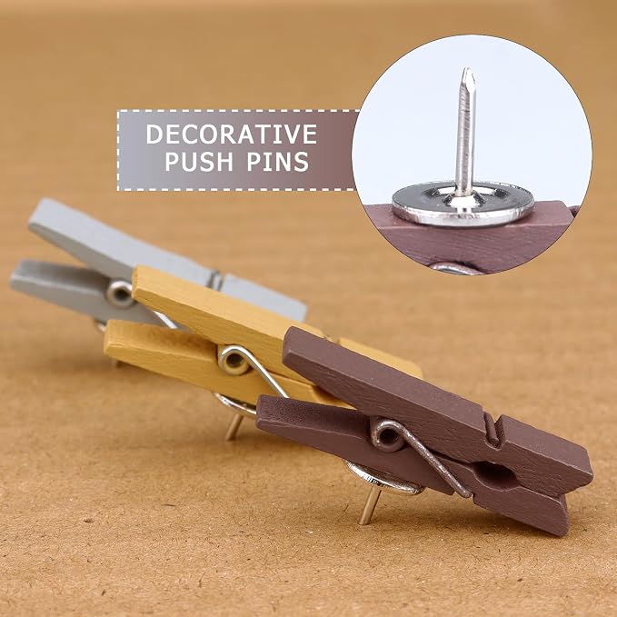 50 PCS Wooden Clips Push Pins Tacks - Image 5