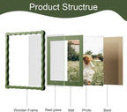 12x12 Picture Frame with Mat for 10x10, Wavy Edge Wooden Real Glass Photo Frame - Image 5