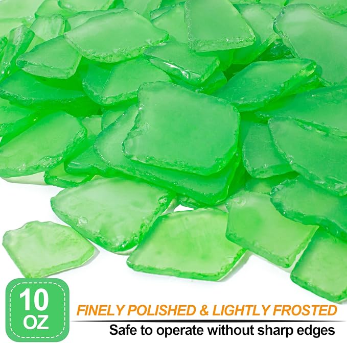 Keedolla Tumbled Sea Glass for Crafts - 10 OZ Green Frosted Seaglass Pieces for - Image 2