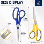 BURVAGY 8" 12 Pack All Purpose Heavy Duty Scissors- Comfort-Grip Sharp Scissors - Image 2