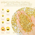 qiipii 1650PCS 5mm Shiny Gold Round Half Round Pearls - Image 3