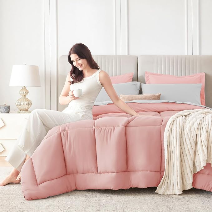 Sasttie Twin Comforter Set, 5 Pieces Reversible Bed in a Bag Twin, Complete - Image 8
