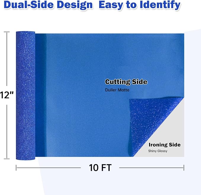 TUMIYA Blue Glitter Heat Transfer Vinyl HTV Roll - Image 2