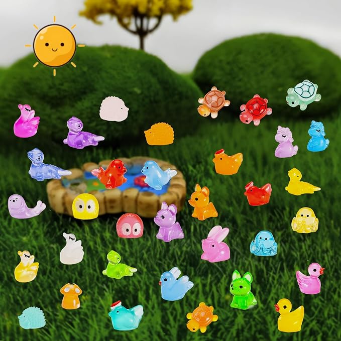 130 Pcs Luminous Mini Resin Animal Tiny Resin Animals Miniature Little Animal - Image 5