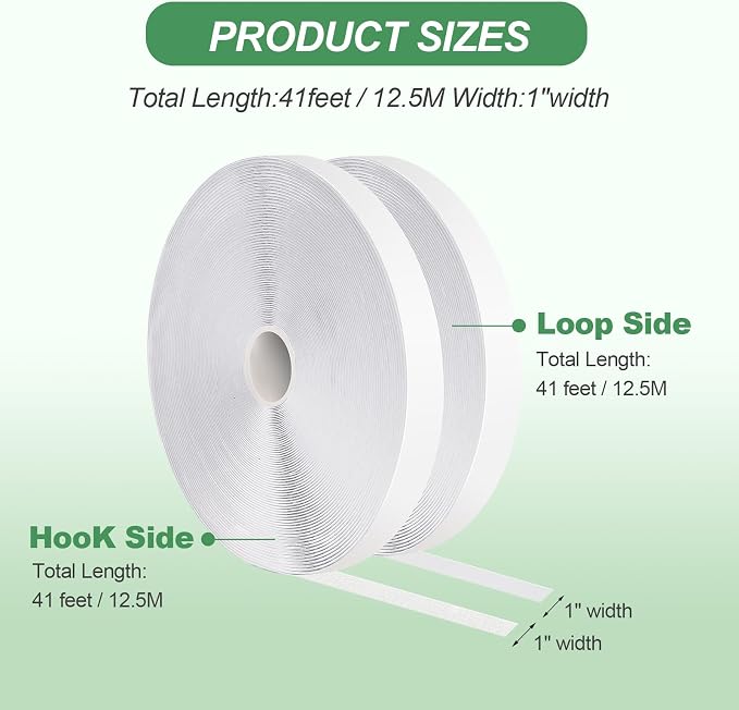 1''×41Ft White Heavy Duty Hook And Loop Tape Adhesive, No Punching Picture Wall - Image 7