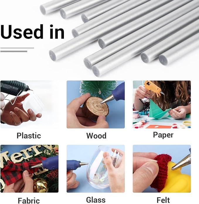 ENPOINT Metallic Silver Hot Glue Sticks Mini, 36 Pack Sealing Wax Adhesive - Image 5