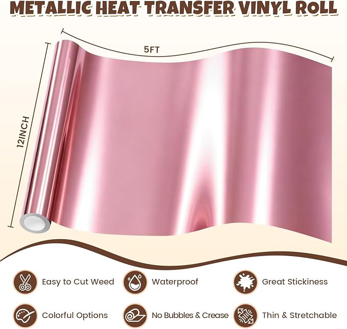 Rose Gold Metallic Foil Iron On Vinyl Roll - Image 5