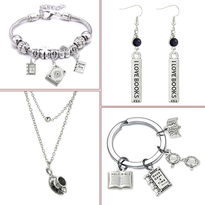 DanLingJewelry 50Pcs 10 Styles Librarian Charms School Library Tibetan Silver - Image 6