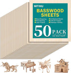 50 Pack Basswood Sheets for Crafts, Wood Burning, Architectural Models by MITINU